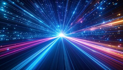 Obraz premium Abstract illustration of a vibrant tunnel of light streaking from the center