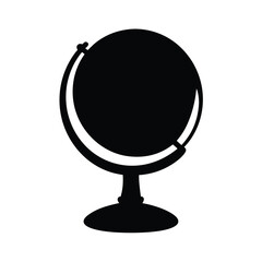 Simple black and white globe icon for education or geography studies