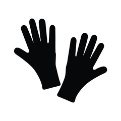 Fototapeta premium Black silhouette of a pair of gardening gloves isolated on white