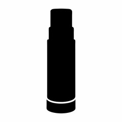 Black Silhouetted Lip Balm Tube on a White Background, Simple Minimalism