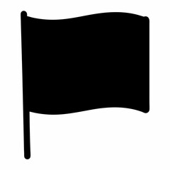 Black silhouette of a flag waving on a flagpole over white backdrop