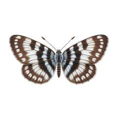 Fototapeta premium Marbled butterfly illustration featuring beautiful brown and white patterned wings and delicate antennae isolated on transparent background.