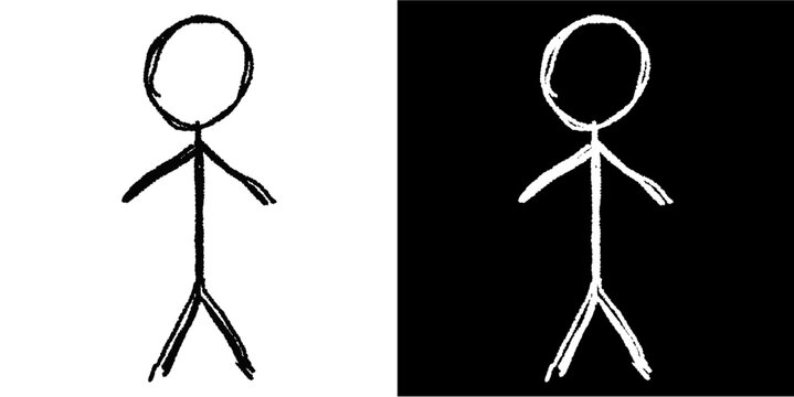 Stick figure man vector. Ideal for user icon, male person, and generic human themes. This graphic symbolizes an individual or placeholder with a simple, universally recognizable style.