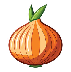 Cartoon onion with green sprouts on top