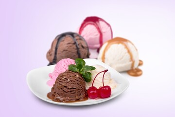Pastel colored sweet ice cream scoops