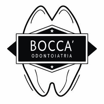 Bocca Odontoiatria Dental Clinic Logo Black White Tooth Emblem Badge Design
