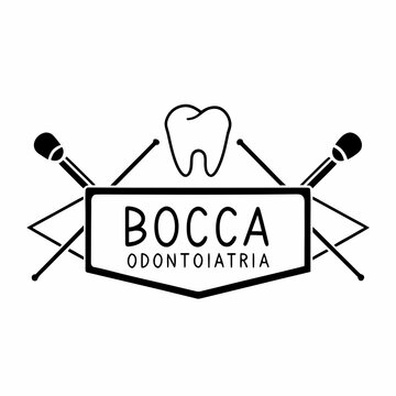 Bocca Odontoiatria Dental Clinic Logo with Tooth and Microphones Black White