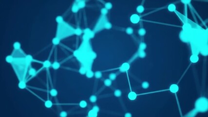 Abstract network of glowing blue dots connected by faint lines on a dark background, representing data or technology - Powered by Adobe