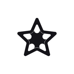 Black five pointed star icon with circular cutouts.