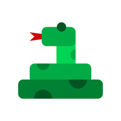 Green cute snake cartoon doodle icon flat vector design