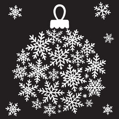 Snowflake Ornament Ball Vector Illustration on Black Background