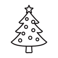 Adobe IllSimple Christmas Tree Outline with Star and Ornaments Vectorustrator Artwork