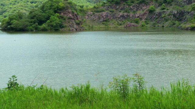 A River Of El Carrizo Dam In Tamazula de Gordiano, Jalisco, Mexico. Wide Shot