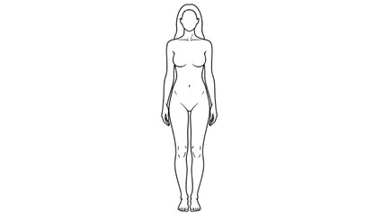 Outline of a nude woman figure standing, simple line art drawing