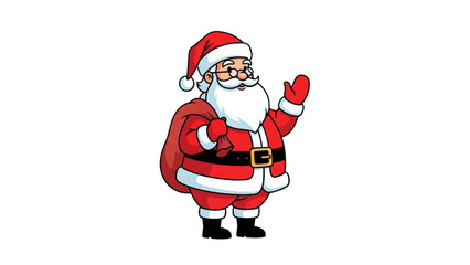 Santa Claus waving with a gift bag, festive character illustration