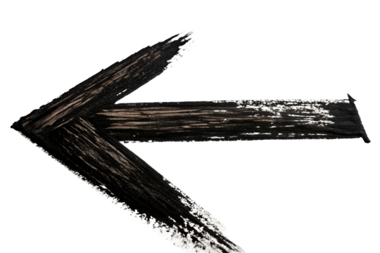 Thick black brushstroke arrow pointing left
