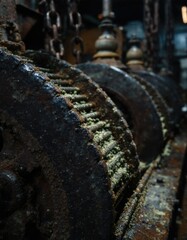 Close-up of rusty gears