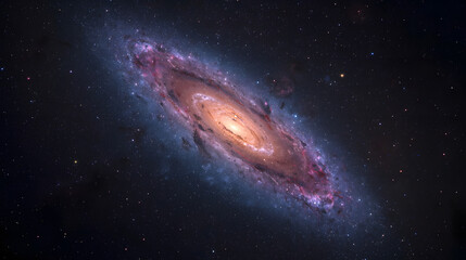 Obraz premium Spiral Galaxy in Deep Space With Bright Core and Vivid Dust Arms Across a Starry Cosmos