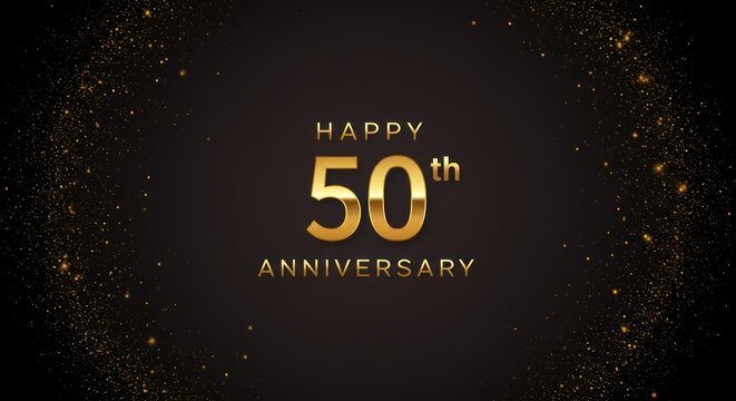 Elegant Golden 50th Anniversary Celebration Design with Glittering Particles