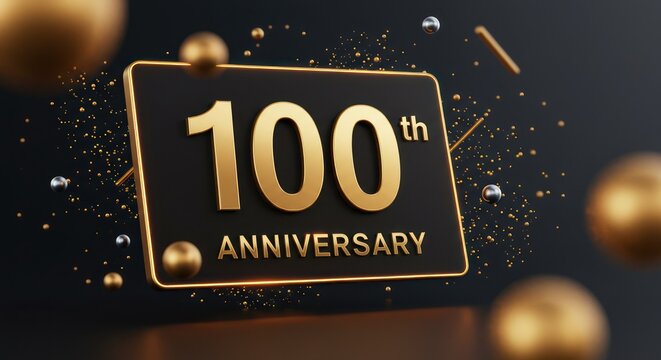 Elegant 100th Anniversary Celebration Design with Gold and Black