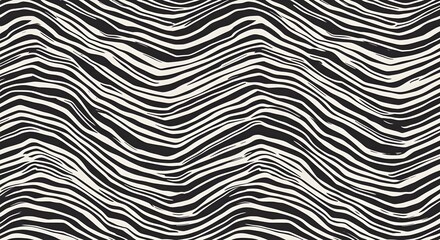 Abstract black and white textured wavy pattern, artistic lines, flowing design