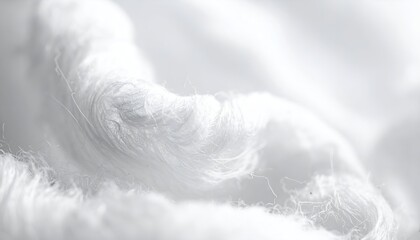 Close-up of soft, fluffy white fabric showcasing intricate textures and fibers in a bright setting