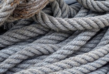Close-up of intertwined gray ropes