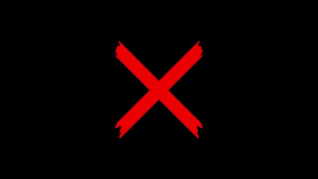 Wrong Icon Animation with Red Cross Mark and Smooth Motion, Denial and Prohibition Symbol in 4K Video Format, Ideal for Alert Screens and Interface Design.