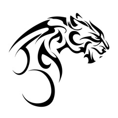 A fierce mythical creature with tribal patterns,