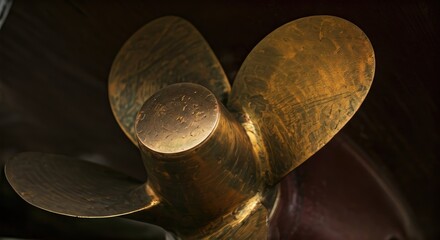 Close-up of antique brass propeller