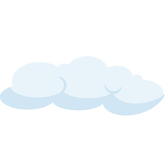 Fluffy Light Blue Cloud Illustration with Shadow Against Transparent Background