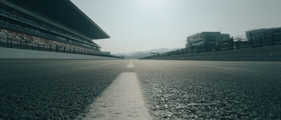 Race track with stands on a sunny day