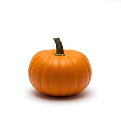 Obraz premium Bright Orange Pumpkin with Green Stem on a Clean White Background