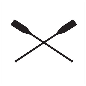  Crossed oars silhouette on white background