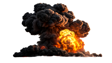 Massive Fireball Explosion With Dark Smoke Billows