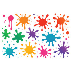 Colorful Paint Splatter Vector Grid: 25 Unique Drip & Splash Elements for Design