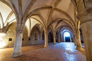 Fototapeta premium The dormitory of Alcobaca monastery, Mosteiro de Santa Maria de Alcobaca at Alcobaca, Portugal