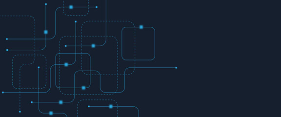 Abstract digital AI circuit board background with tech icons. Digital technology motherboard texture design. Engineering circuit board concept for poster, header, banner, website, presentation