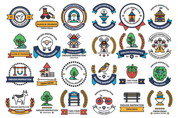 Fototapeta premium A collection of black and white symbols and icons