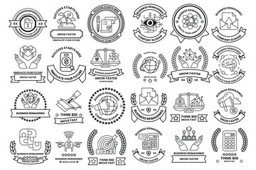 A collection of black and white symbols and shapes