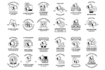 The image is a collection of various logos and designs