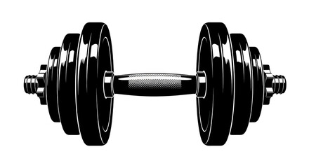 Minimalist Vector Dumbbell Outline On Black Background