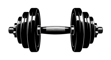 Minimalist Vector Dumbbell Outline On Black Background