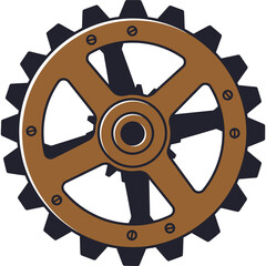 Obraz premium Steampunk Gear Illustration cogwheel mechanical industrial machine cogs mechanism technology engineering