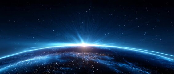 Stellar Dawn Over Earth Horizon From Space