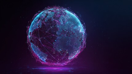 Digital earth globe network connection technology concept