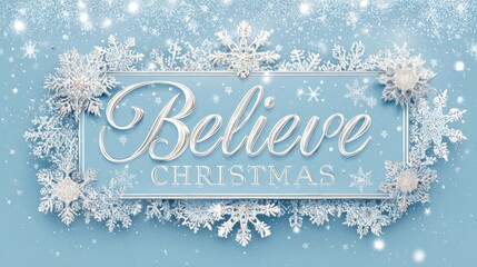Believe christmas snowflakes winter holiday season design