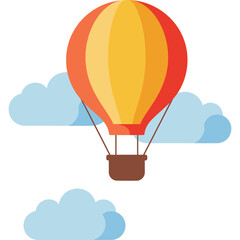 Obraz premium Hot air balloon flying in the sky with clouds illustration travel transport transportation flight adventure