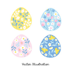 Pastel Floral Easter Egg Clipart Illustration