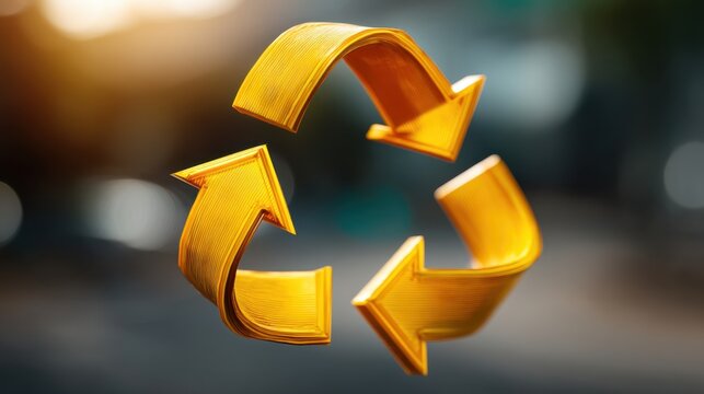 Promoting sustainability through reduce reuse recycle arrows graphic in urban environment for eco-friendly awareness